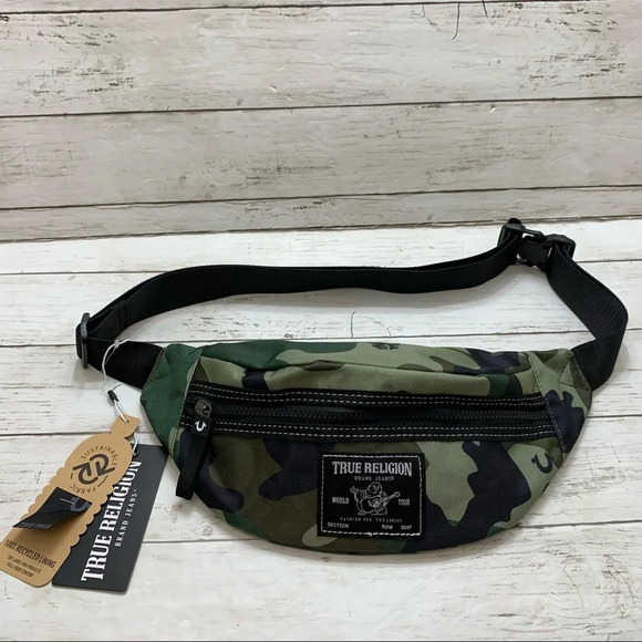 True Religion Camo Logo Esox Adjustable Strap Belt Bag - Picture 1 of 8